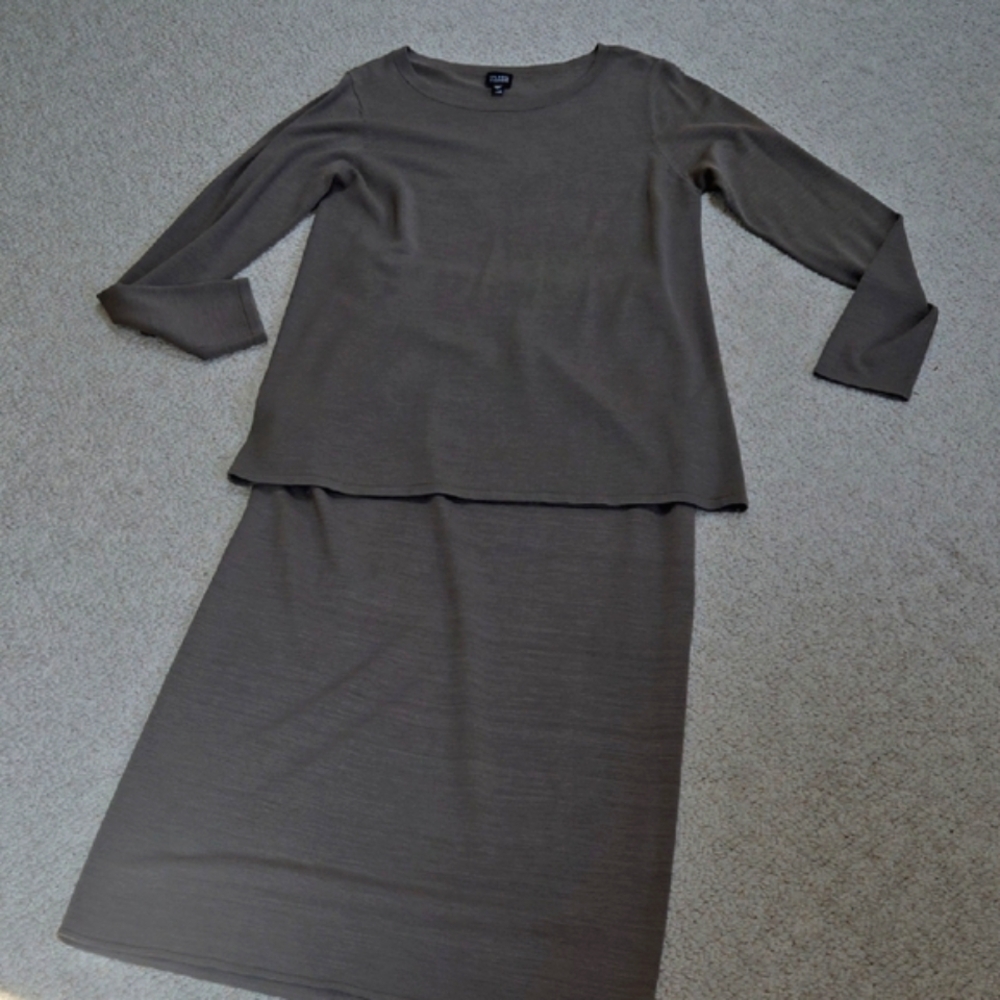 Eileen Fisher Charcoal/putty Color 2 Piece Outfit.